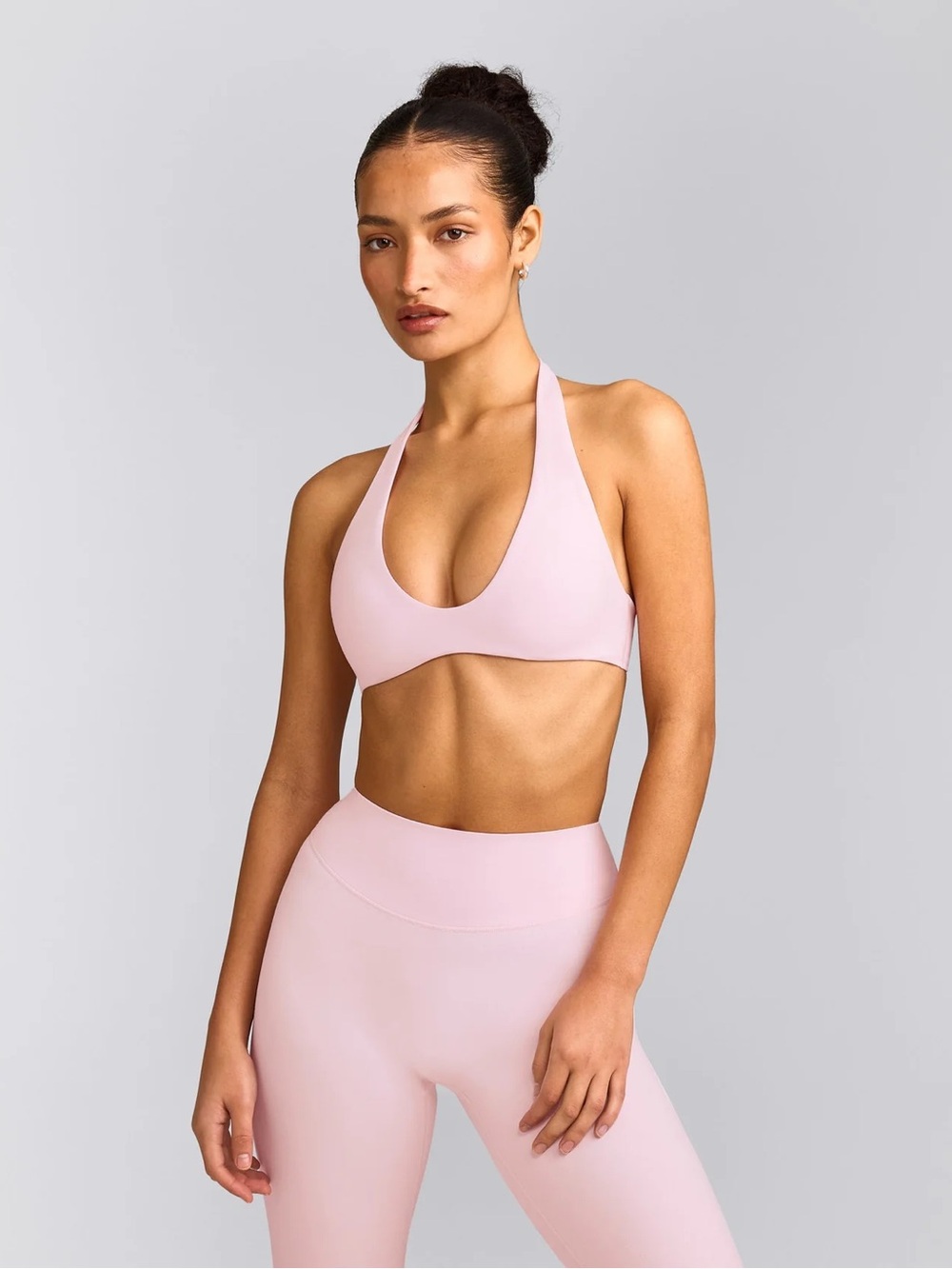 Oner Active soft girl pink softmotion MINIMAL HALTER NECK BRALETTE WITH GRAY LOG